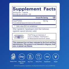 Close-up of 7-Keto DHEA 100 mg bottle label