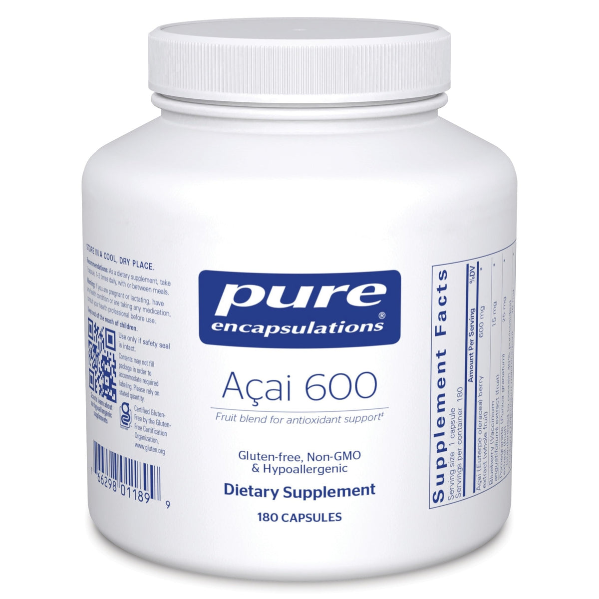 Pure Encapsulations Acai 600 bottle front view