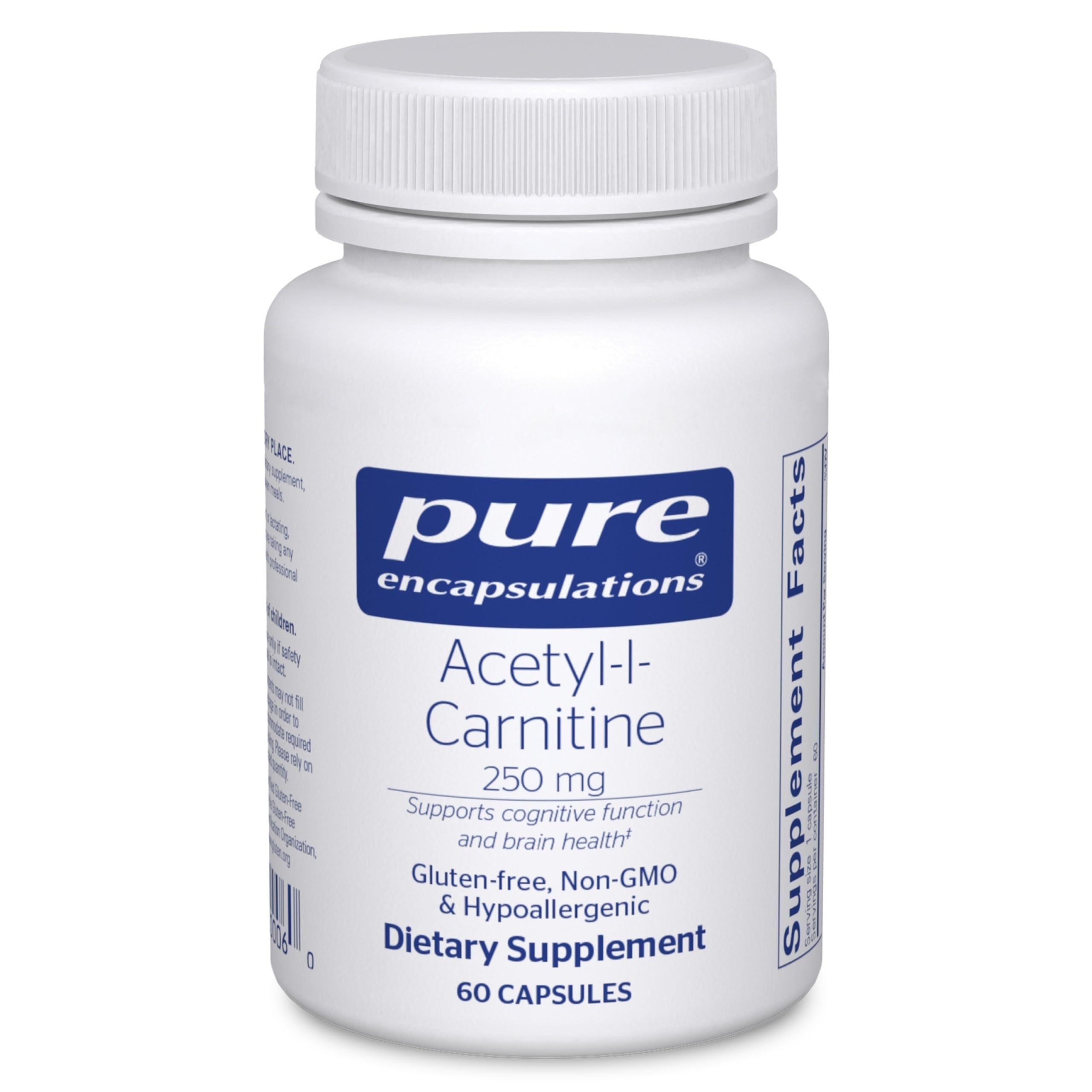 Bottle of Pure Encapsulations Acetyl-L-Carnitine 250 mg 60 capsules