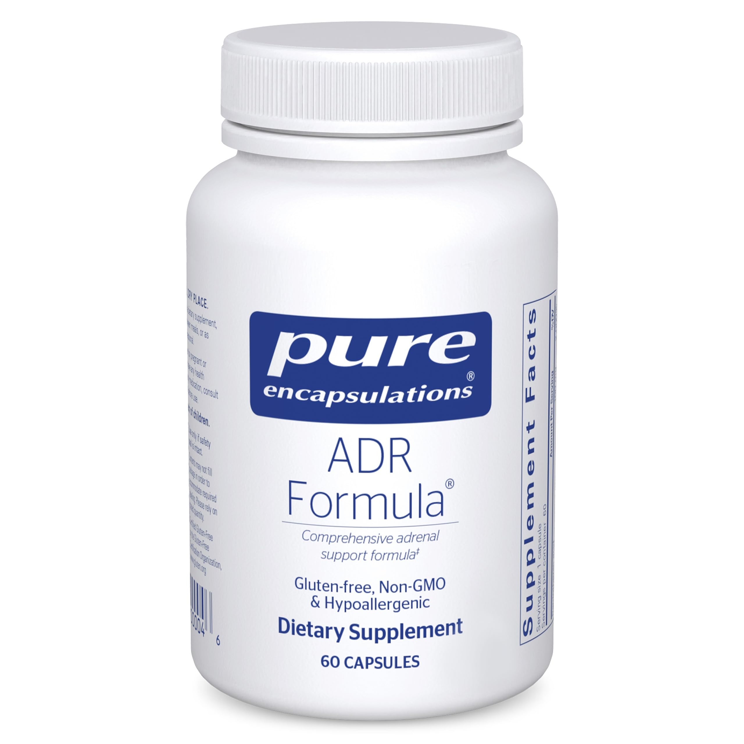 Pure Encapsulations ADR Formula bottle front supports daily adrenal balance and immune function.