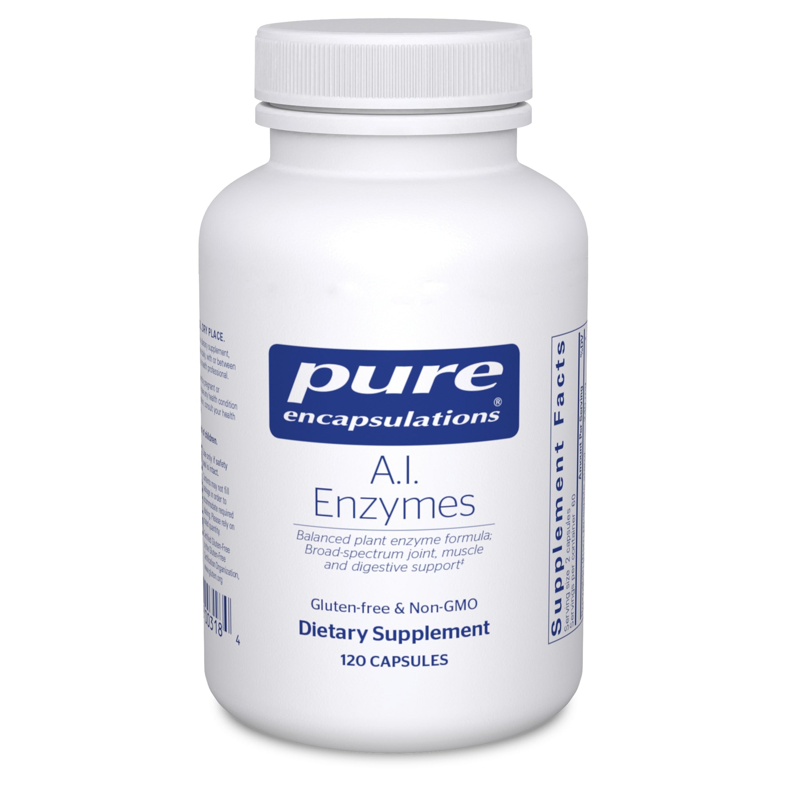 Bottle of Pure Encapsulations A.I. Enzymes 120 capsules