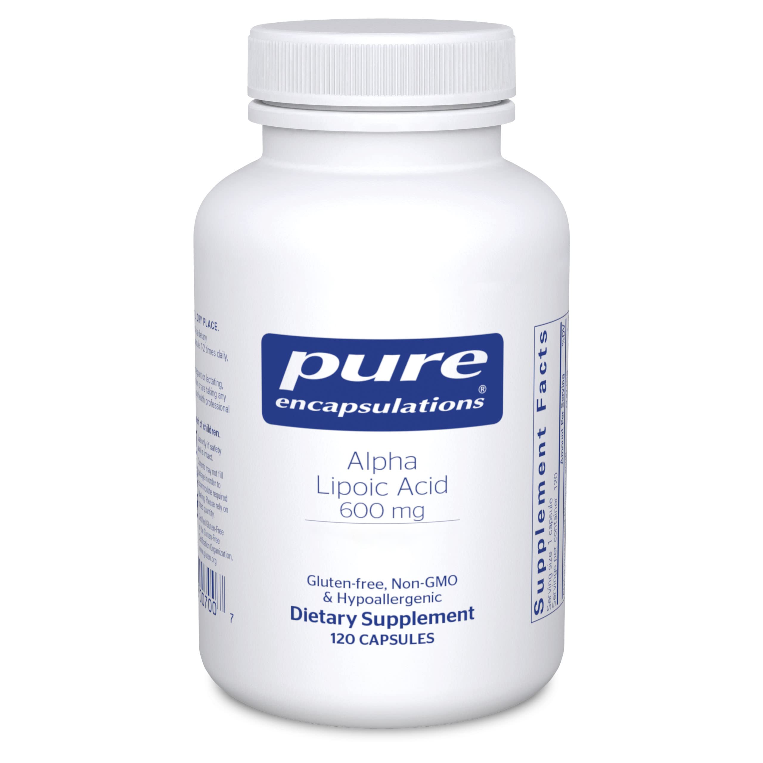 Pure Encapsulations Alpha Lipoic Acid 600 mg bottle label