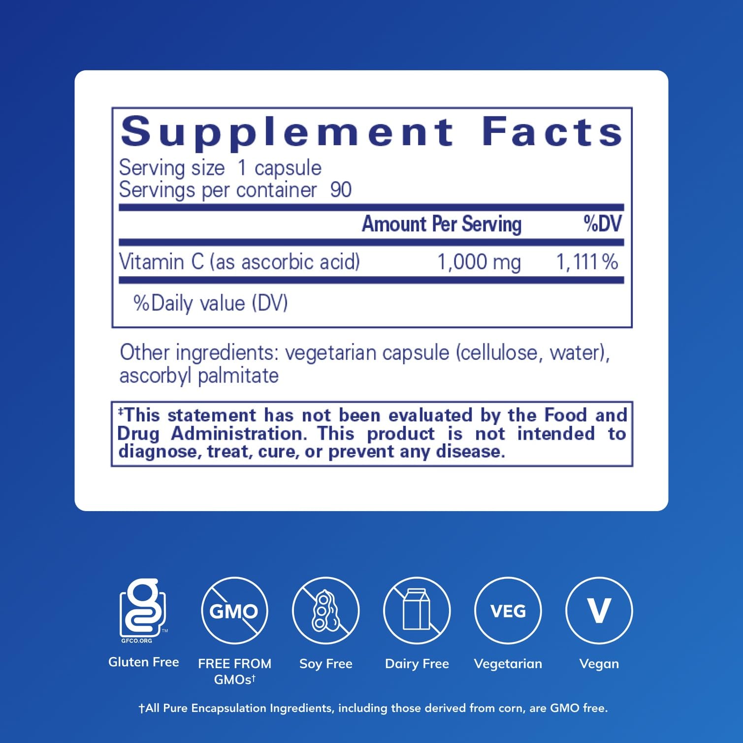 Pure Encapsulations Ascorbic Acid 1,000 mg bottle and packaging