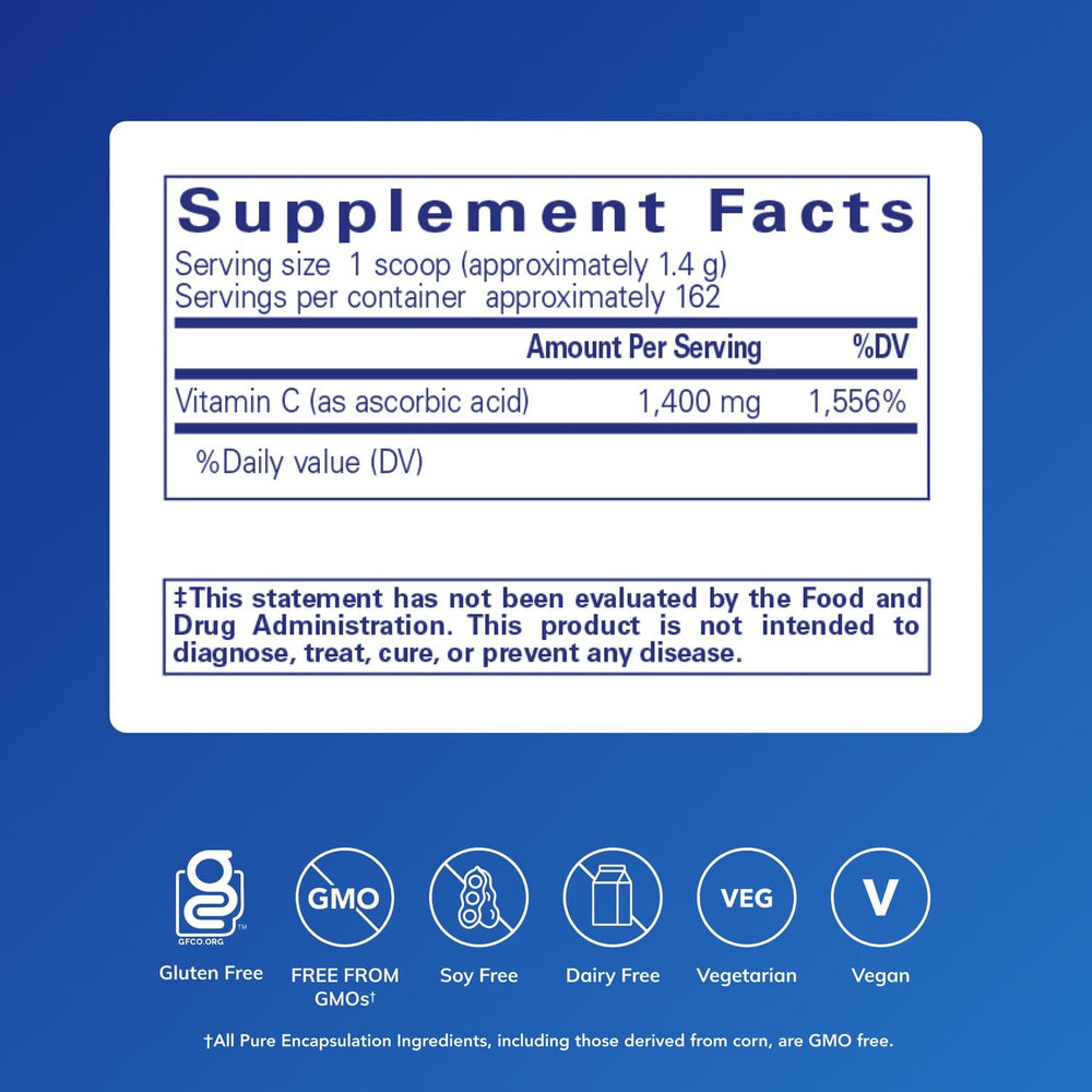 Ascorbic Acid Powder dissolving in water for easy mixing with Pure Encapsulations.