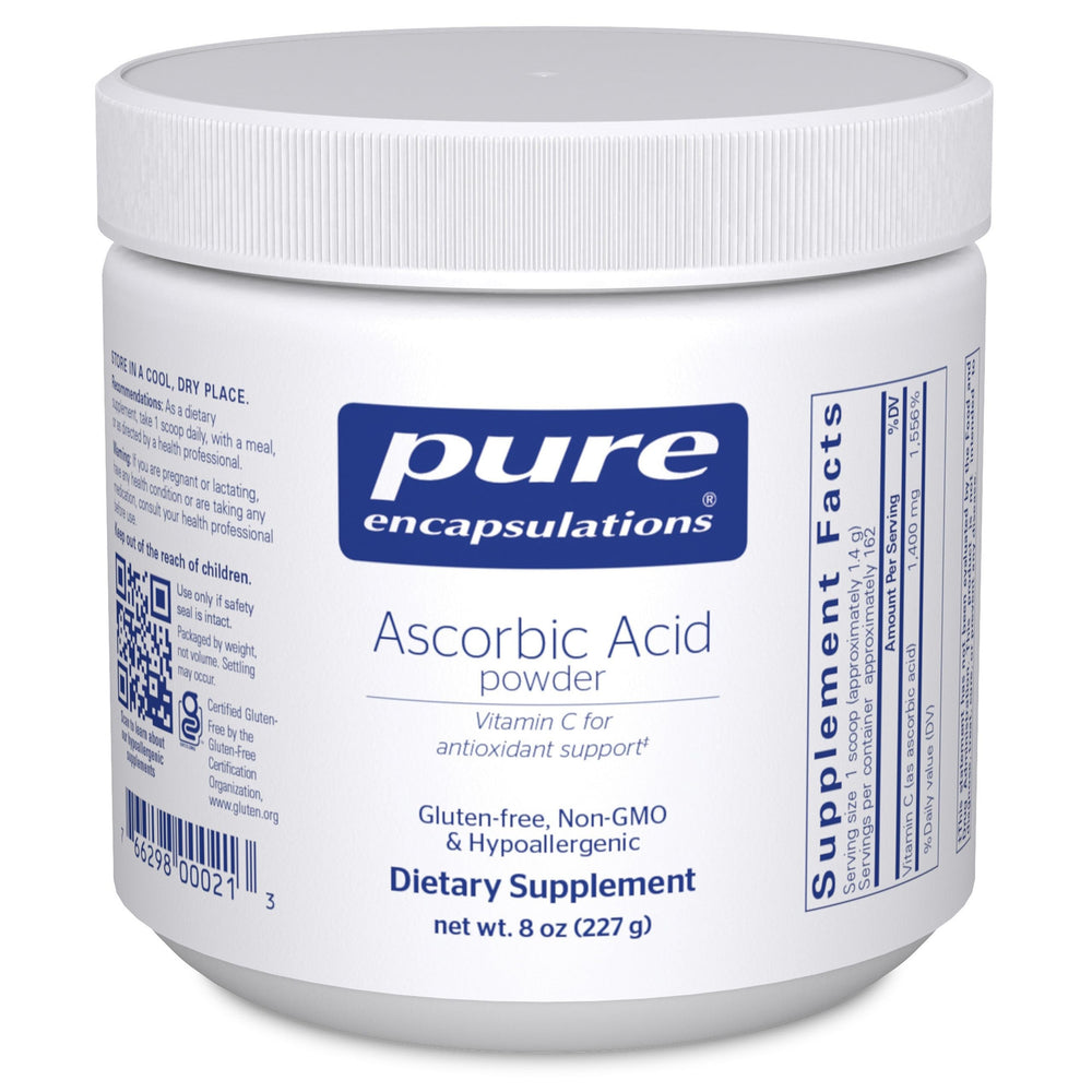 Pure Encapsulations Ascorbic Acid Powder in tube for daily vitamin C support.