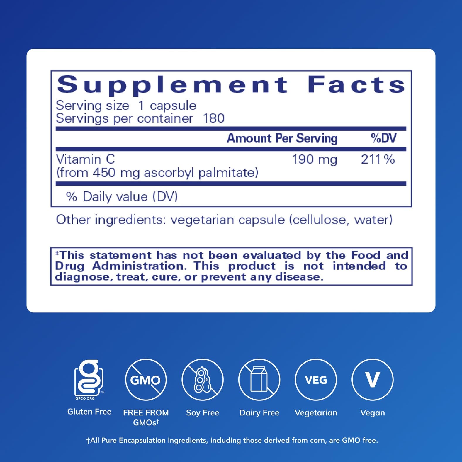 Pure Encapsulations Ascorbyl Palmitate capsules-closeup highlighting bioavailable vitamin C