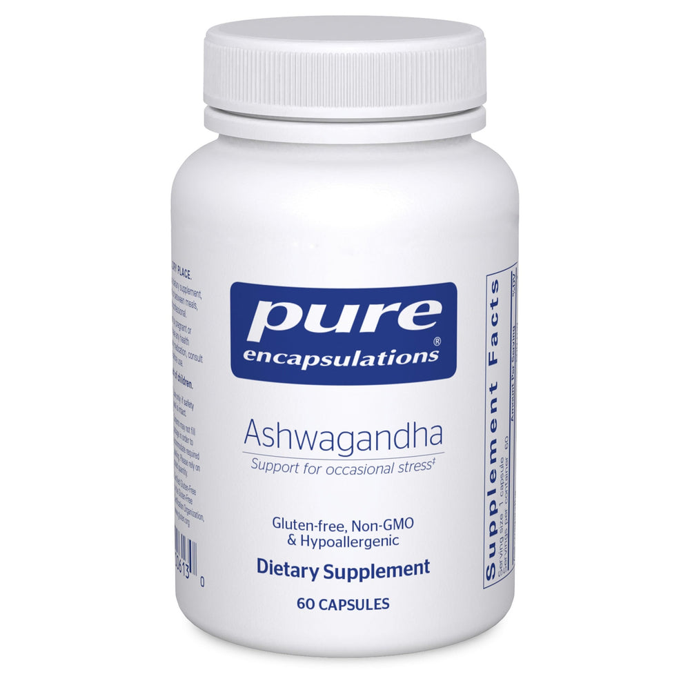 Front view of Pure Encapsulations Ashwagandha 500 mg bottle