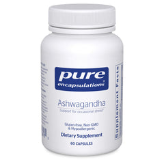 Front view of Pure Encapsulations Ashwagandha 500 mg bottle