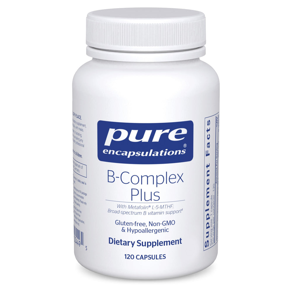 Pure Encapsulations B-Complex Plus bottle with label on white background
