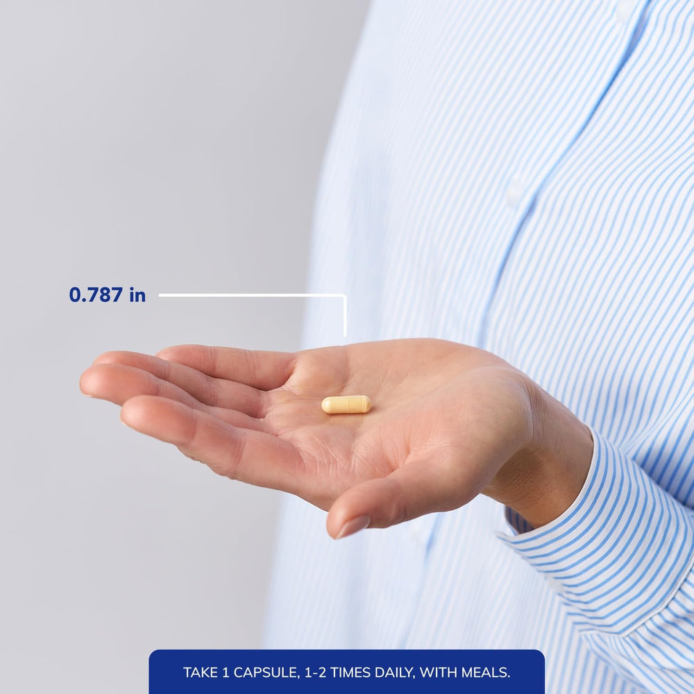 Supplements showing capsules and bottle against white backdrop