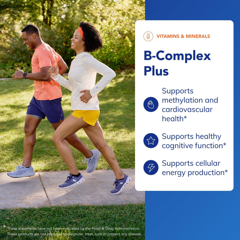 Pure Encapsulations B-Complex Plus label close-up with allergen-free claim.