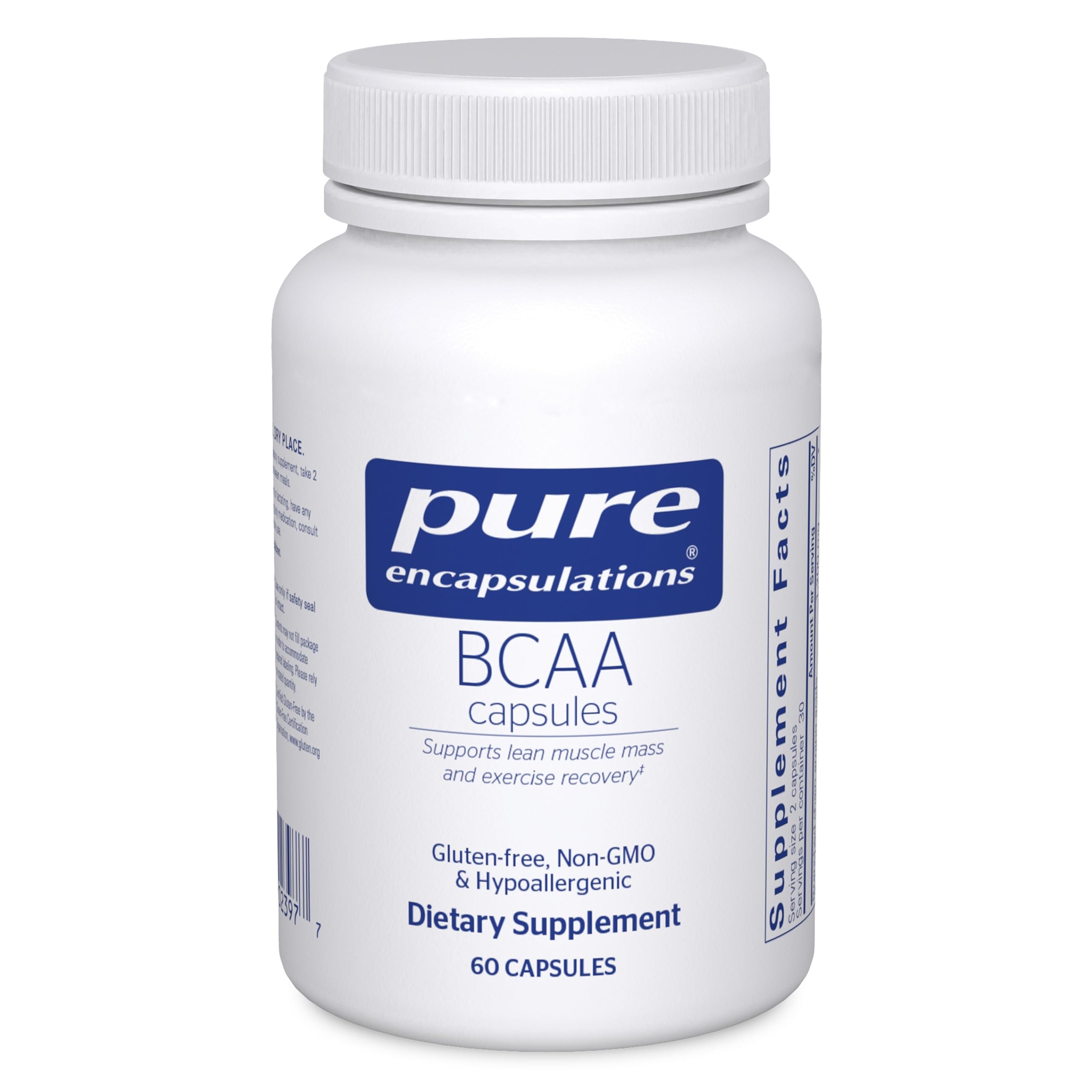 Bottle of Pure Encapsulations BCAA Capsules – front view