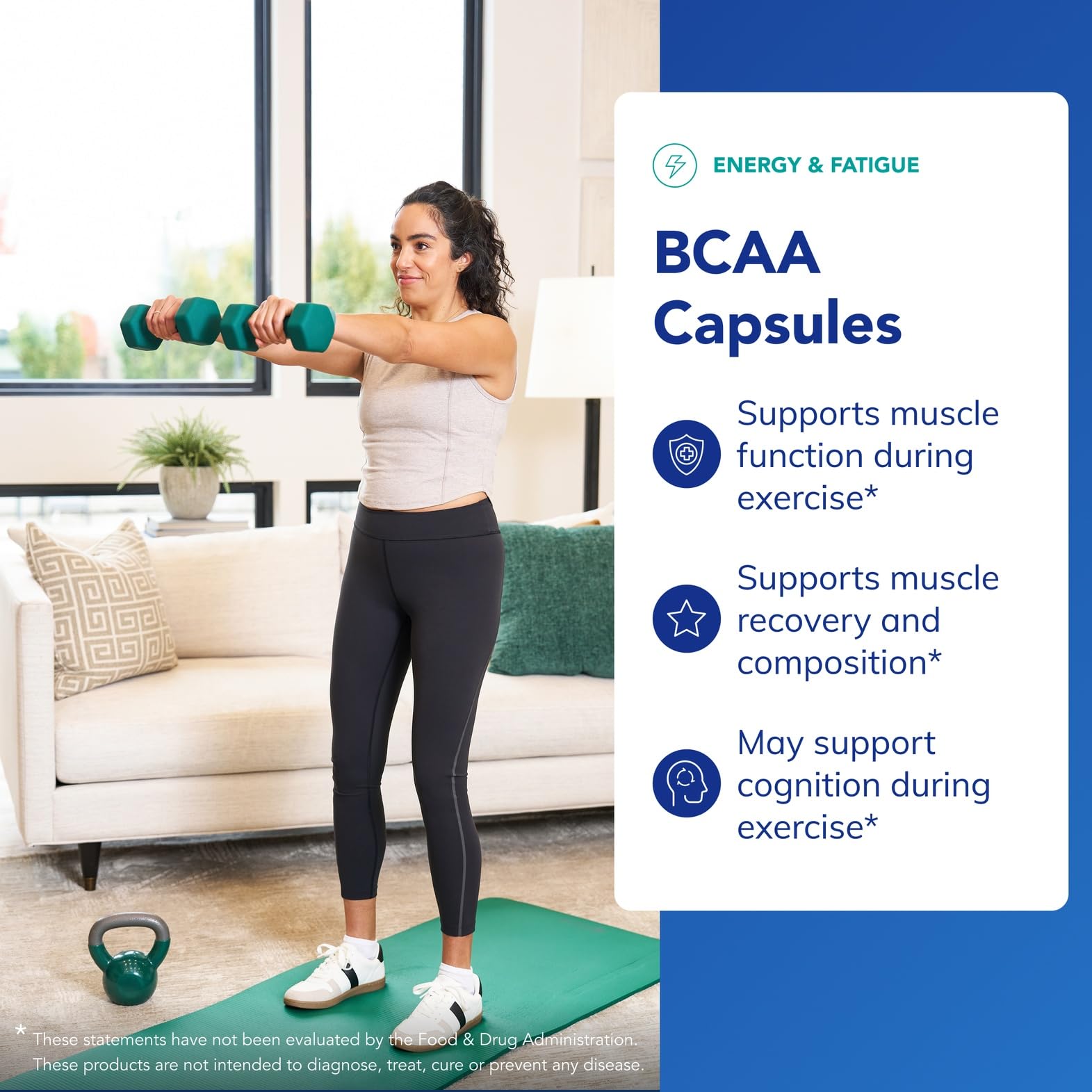 Supplement facts panel for Pure Encapsulations BCAA Capsules