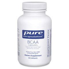Bottle of Pure Encapsulations BCAA Capsules for hypoallergenic muscle support