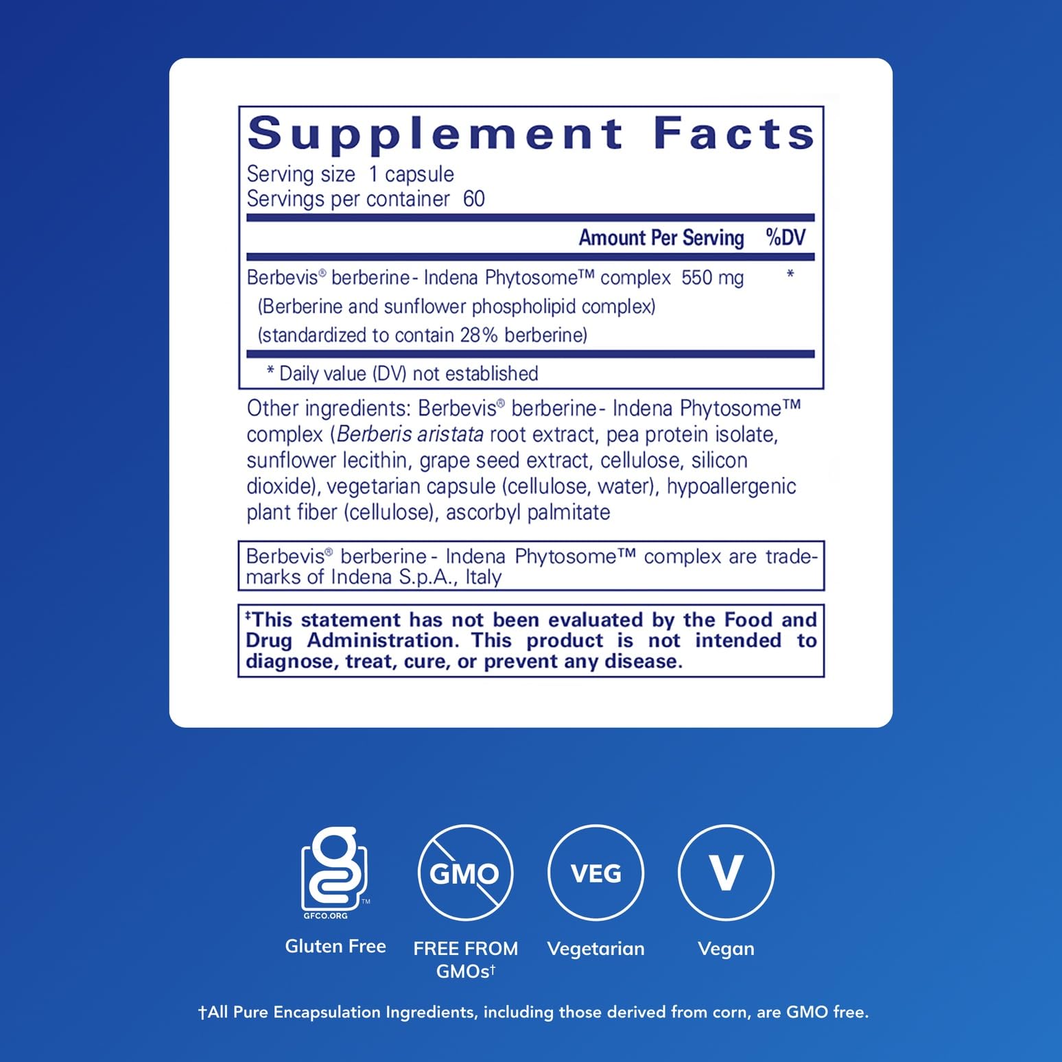 Pure Encapsulations Berberine UltraSorb capsules closeup highlight 550 mg phytosome bioavailability