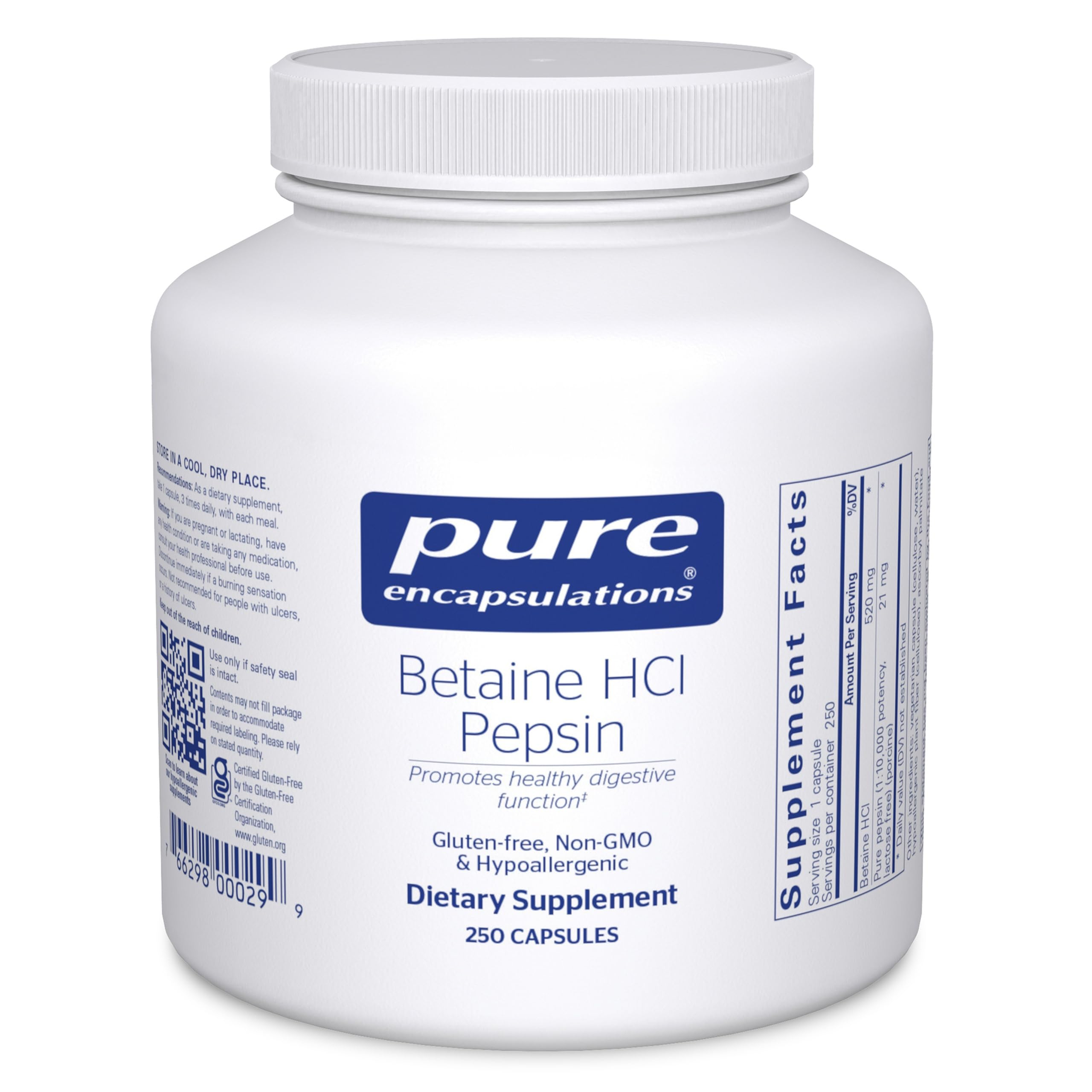 Pure Encapsulations Betaine HCl Pepsin bottle front