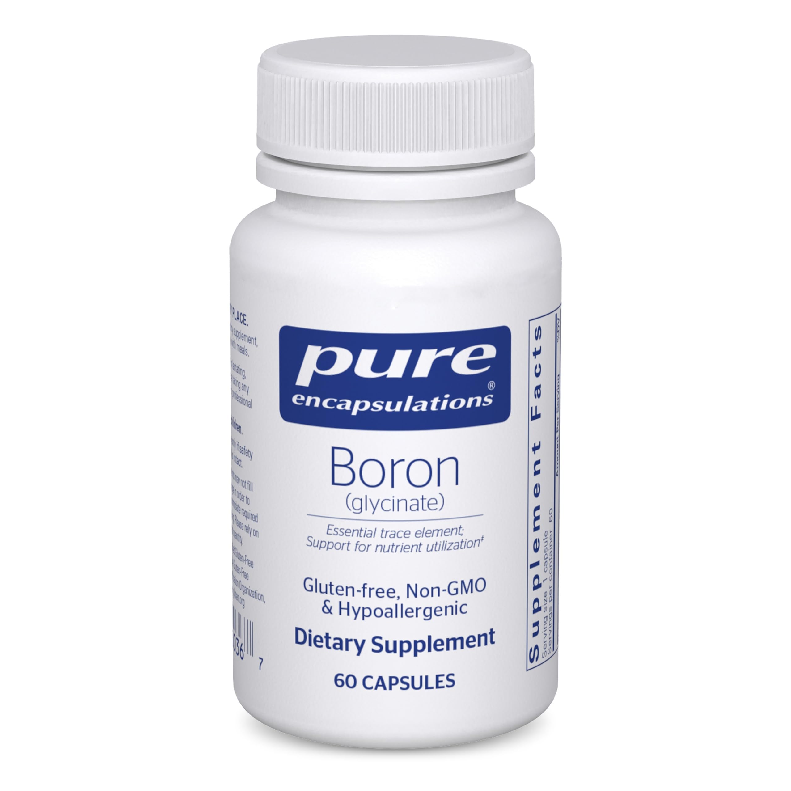 Label for Pure Encapsulations Boron Glycinate bottle - 60 capsules