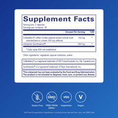 Pure Encapsulations CaffPhenol bottle open reveals a 60-capsule supply for daily focus.