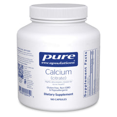 Bottle of Pure Encapsulations Calcium Citrate 180 capsules front view
