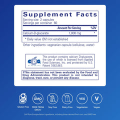 Bottle label for Pure Encapsulations Calcium-D-Glucarate