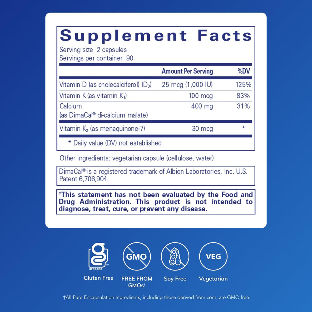 Bottle label close-up of Calcium K/D