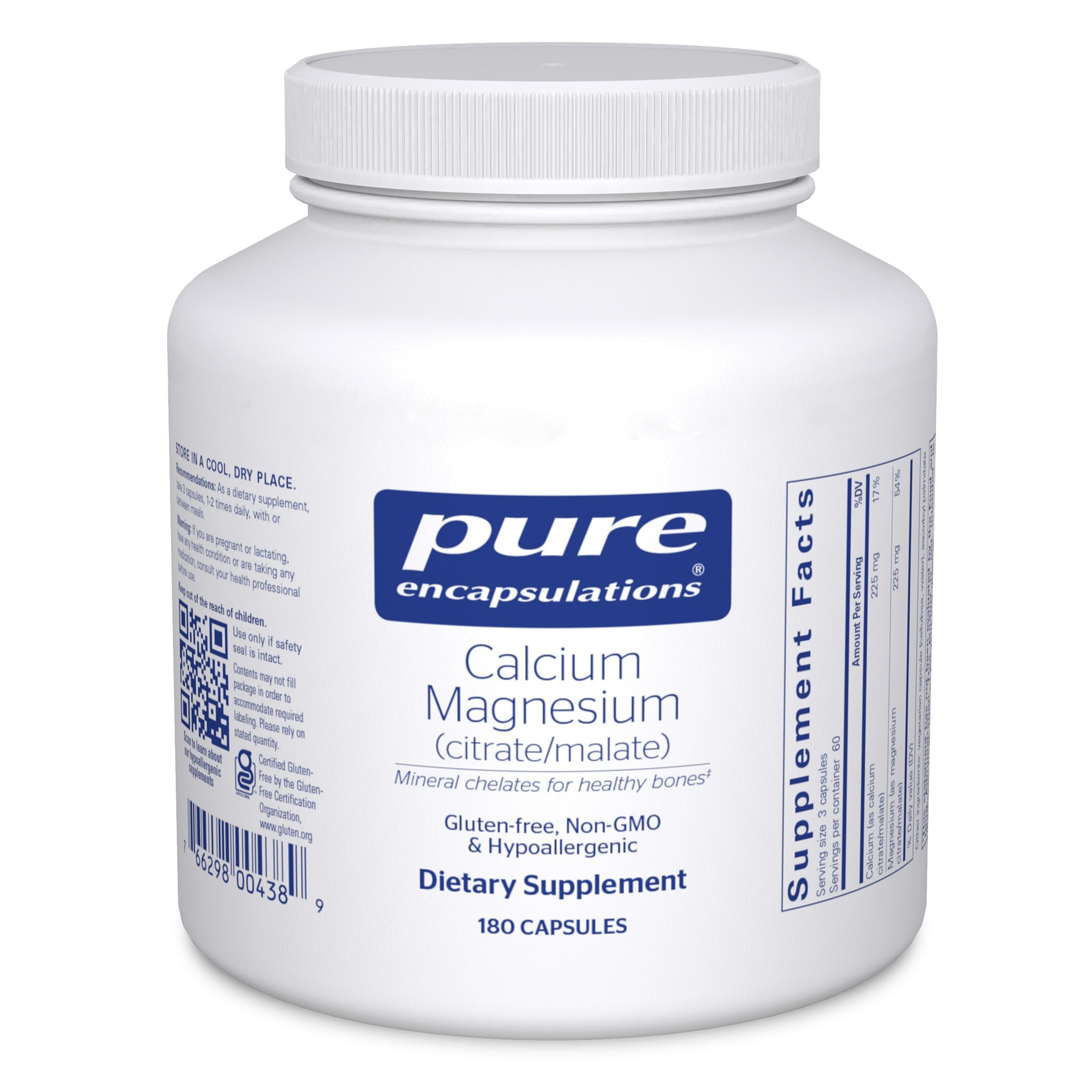 Pure Encapsulations Calcium Magnesium (Citrate/Malate) bottle label