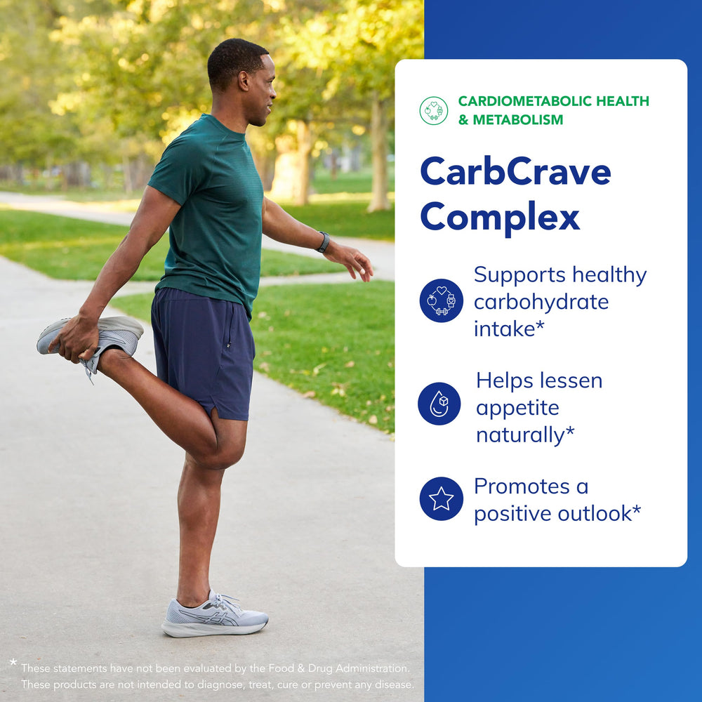 Pure Encapsulations CarbCrave Complex label highlighting Sensoril for balance support.
