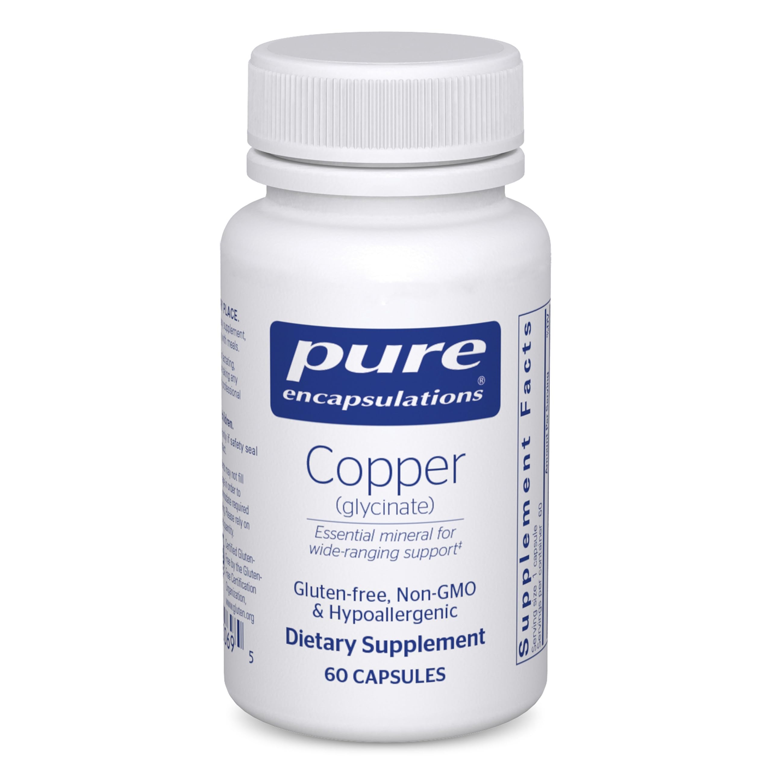 Pure Encapsulations Copper Glycinate bottle with 60 capsules