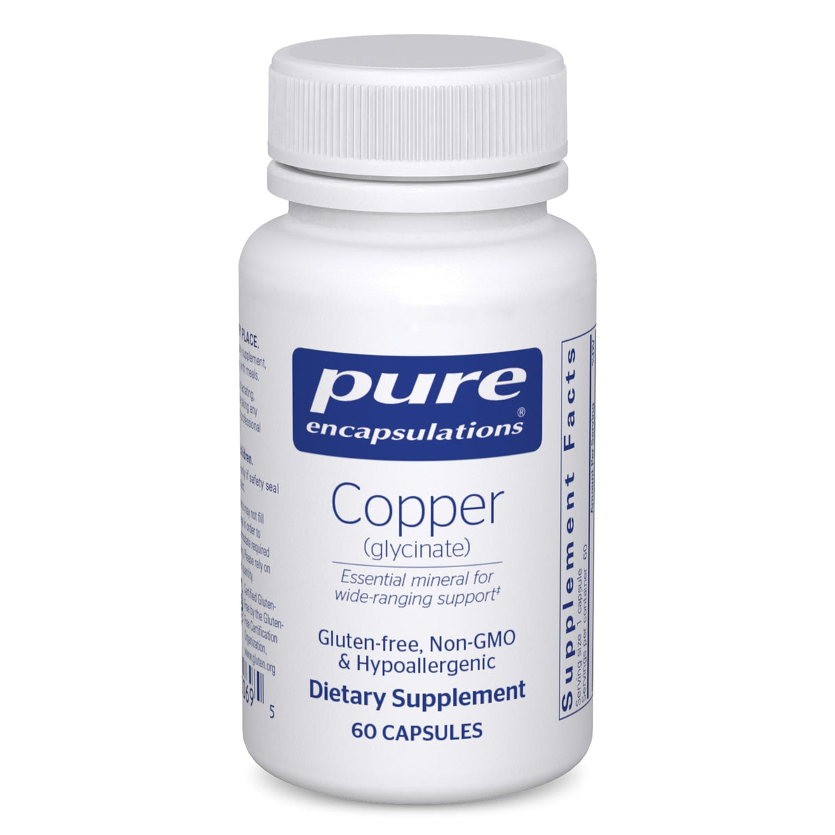 Pure Encapsulations Copper Glycinate bottle with 60 capsules