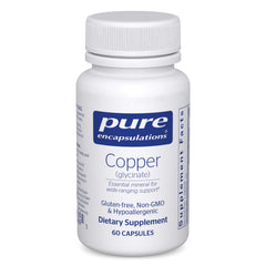 Pure Encapsulations Copper Glycinate bottle with 60 capsules