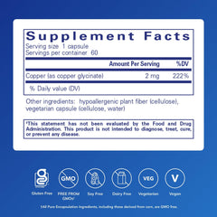 Copper Glycinate capsules, 2 mg of copper per capsule