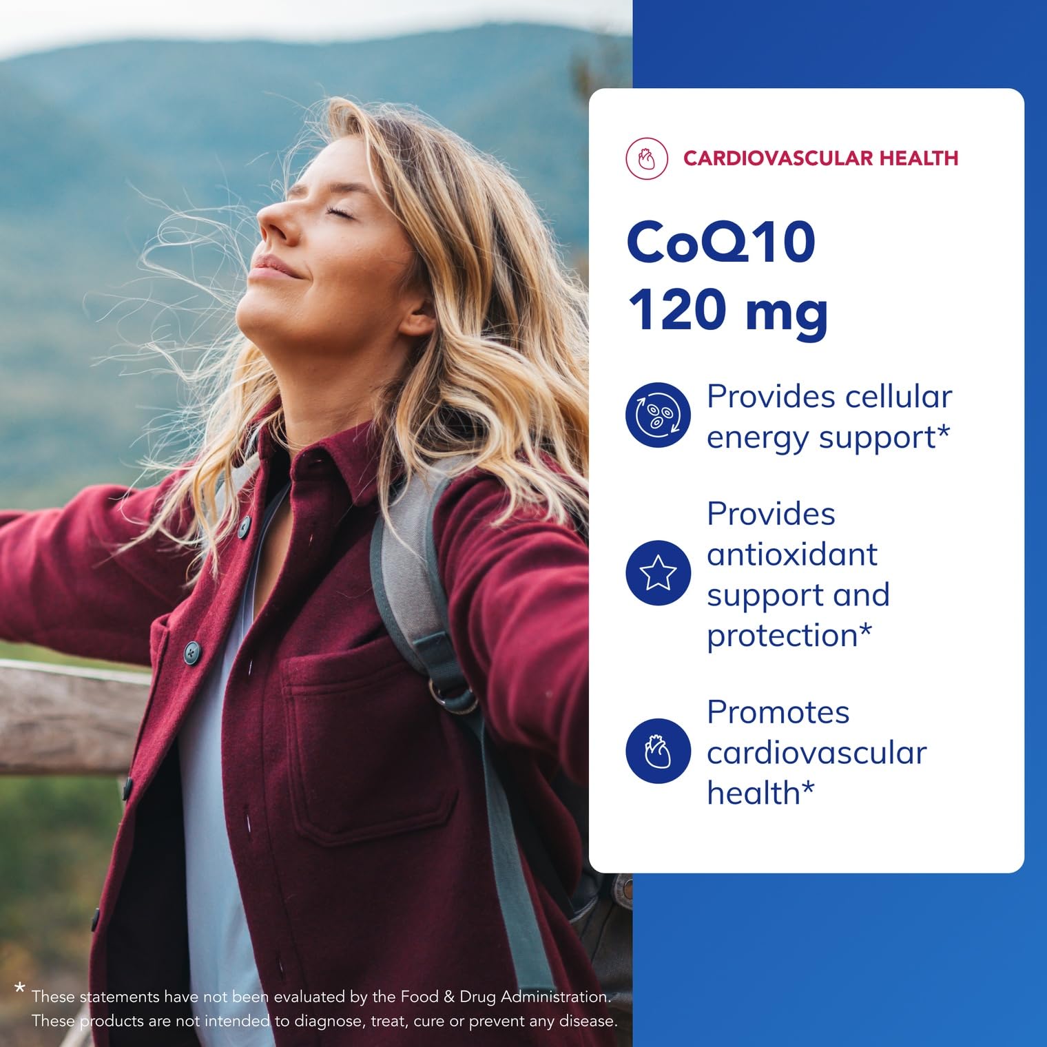 Heart health and cardiovascular benefits graphic for CoQ10