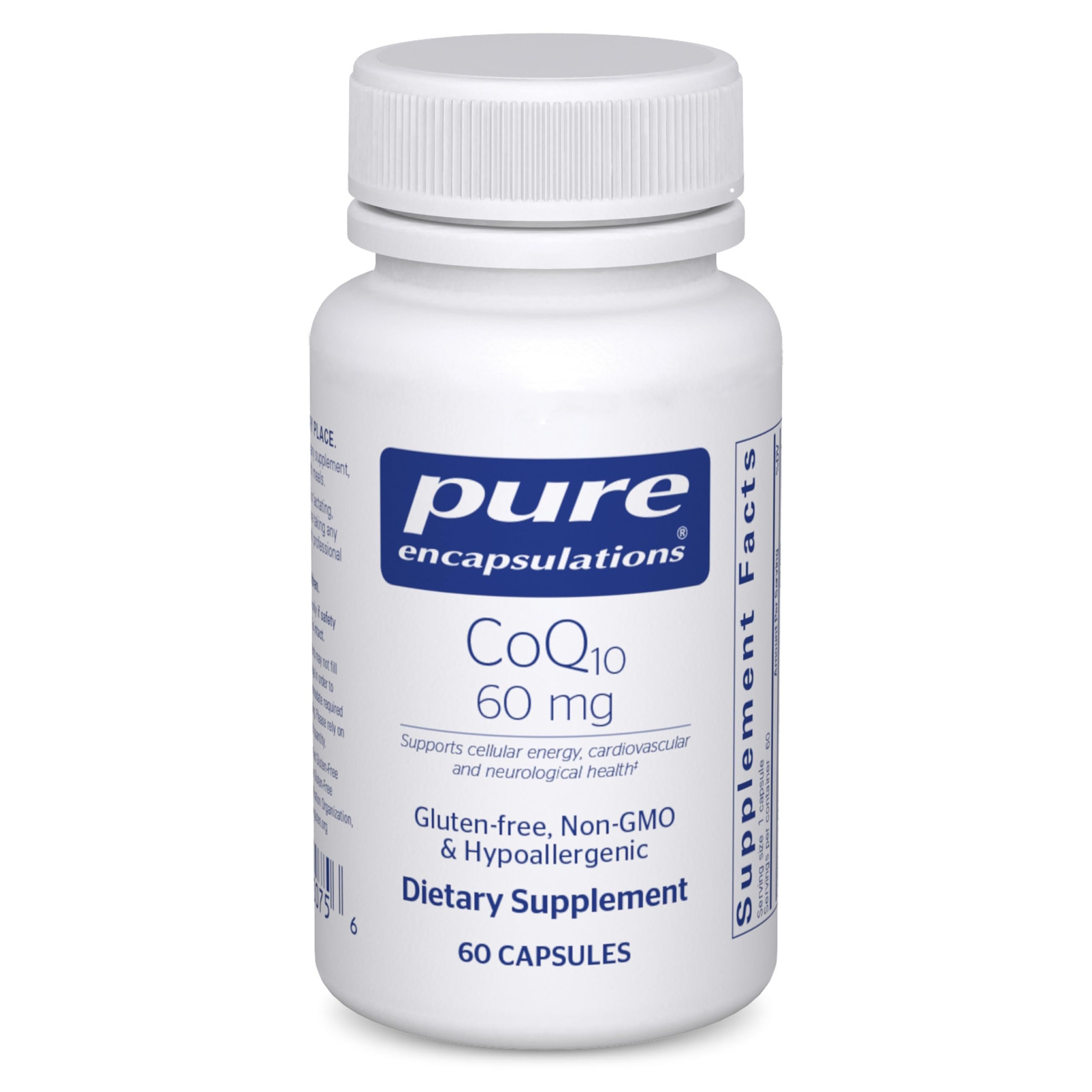 Pure Encapsulations CoQ10 60 mg bottle and capsule packshot