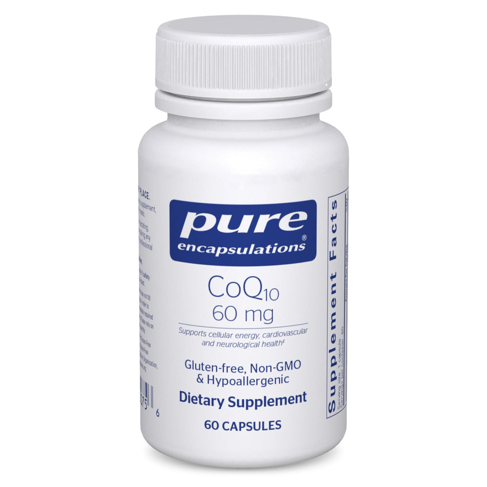 Pure Encapsulations CoQ10 60 mg bottle and capsule packshot