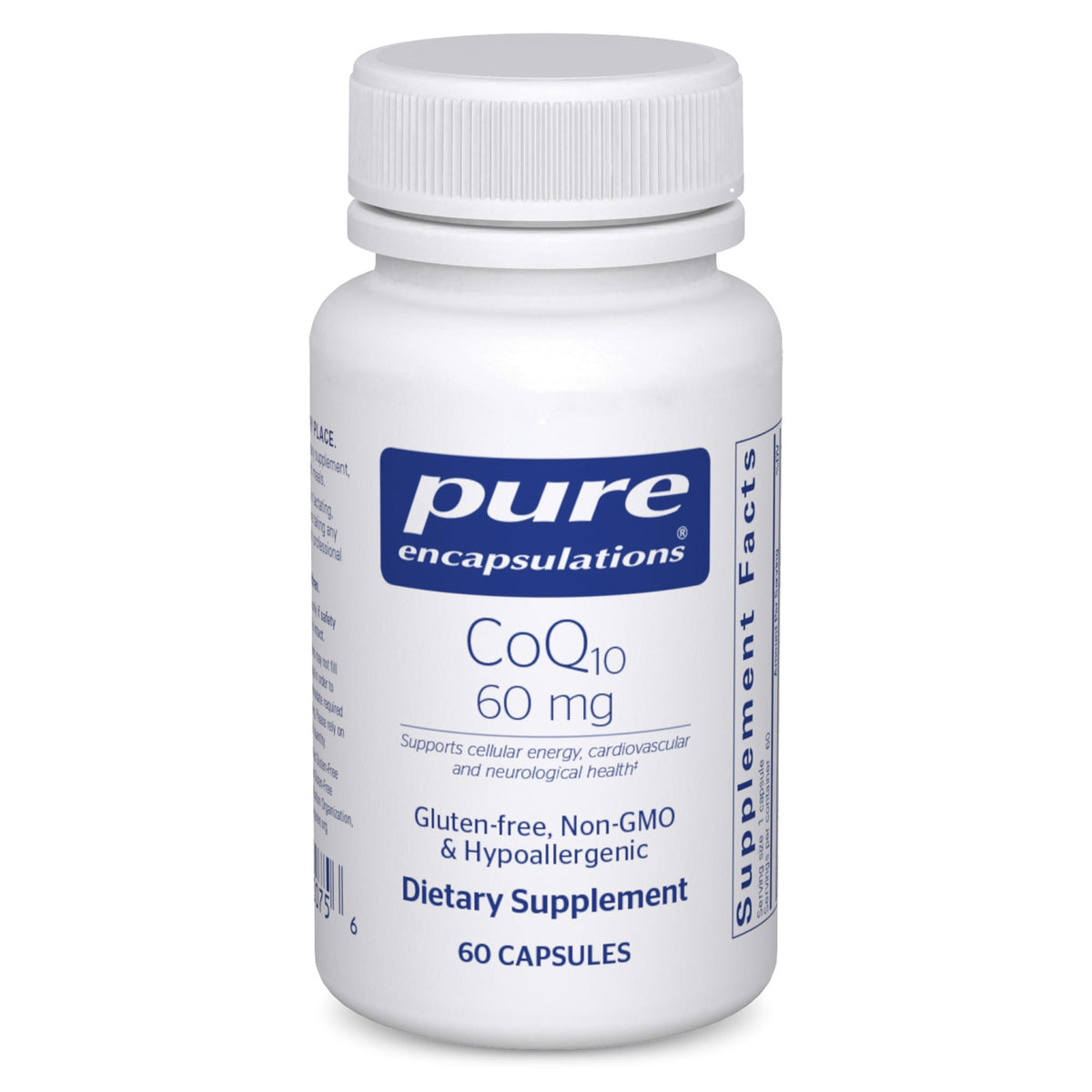 Pure Encapsulations CoQ10 60 mg bottle and capsule packshot