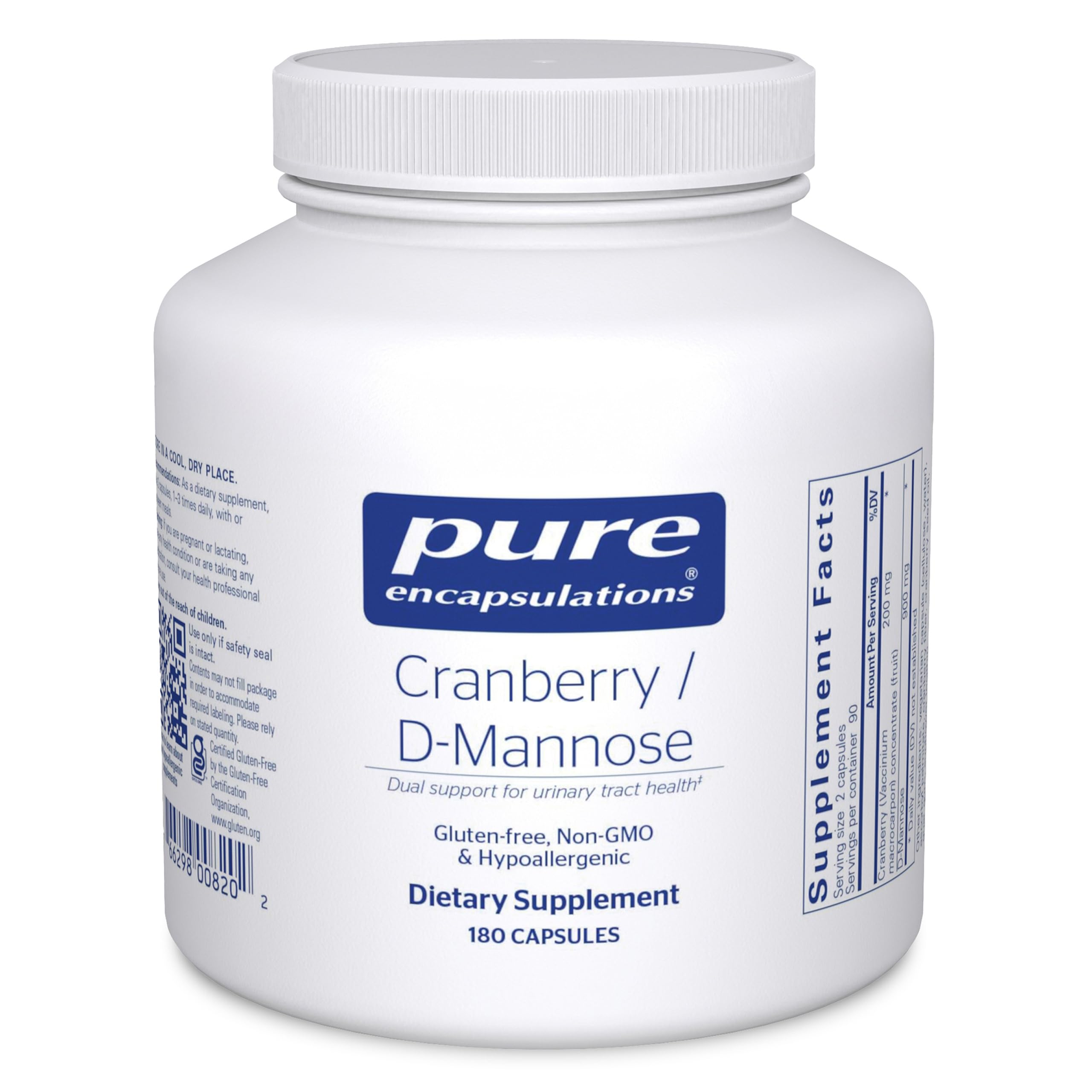 Bottle of Pure Encapsulations Cranberry D-Mannose 180 Capsules