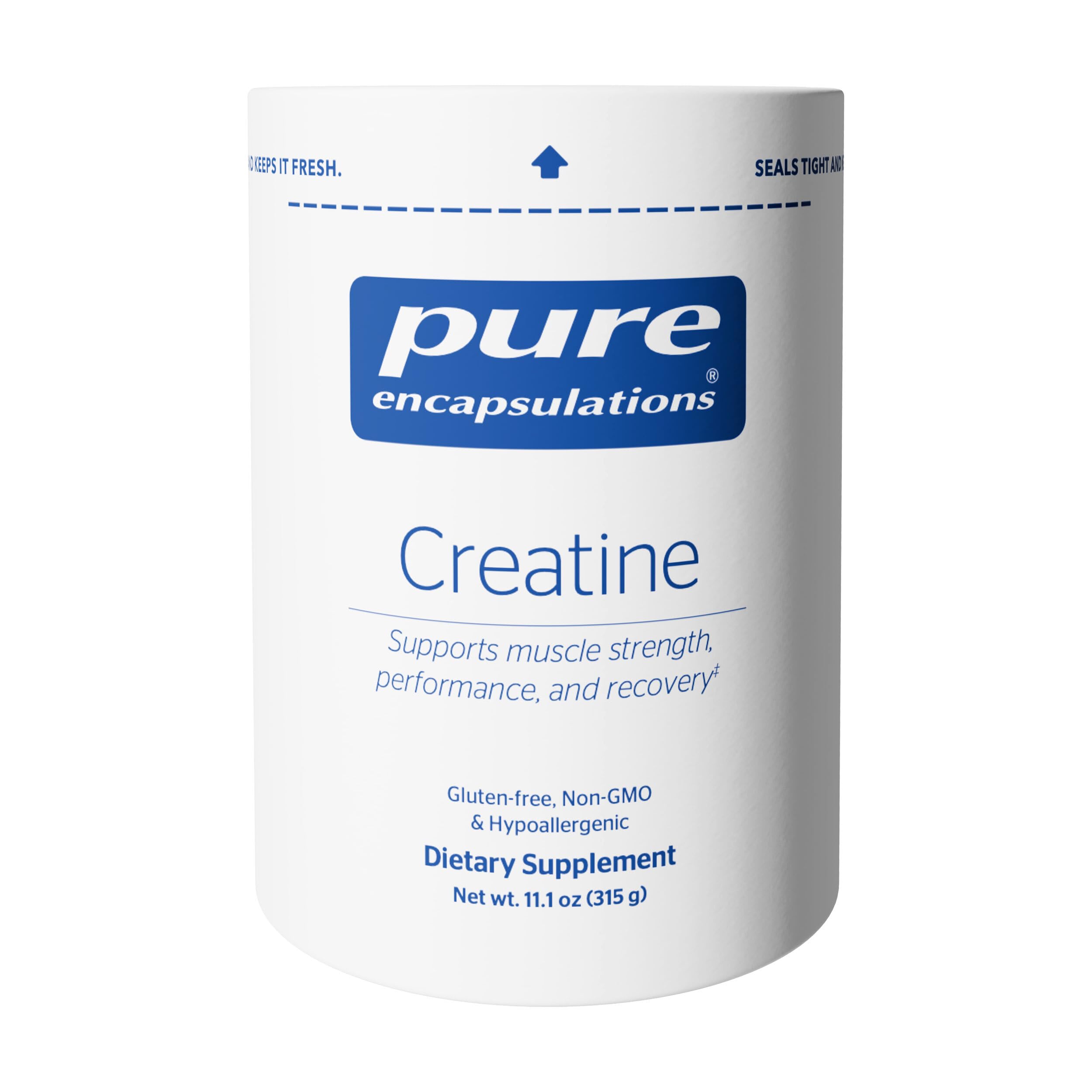 Pure Encapsulations Creatine Monohydrate powder container with scoop