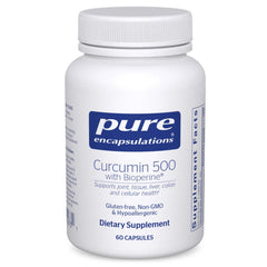 Pure Encapsulations Curcumin 500 with Bioperine bottle and label, 60 capsules