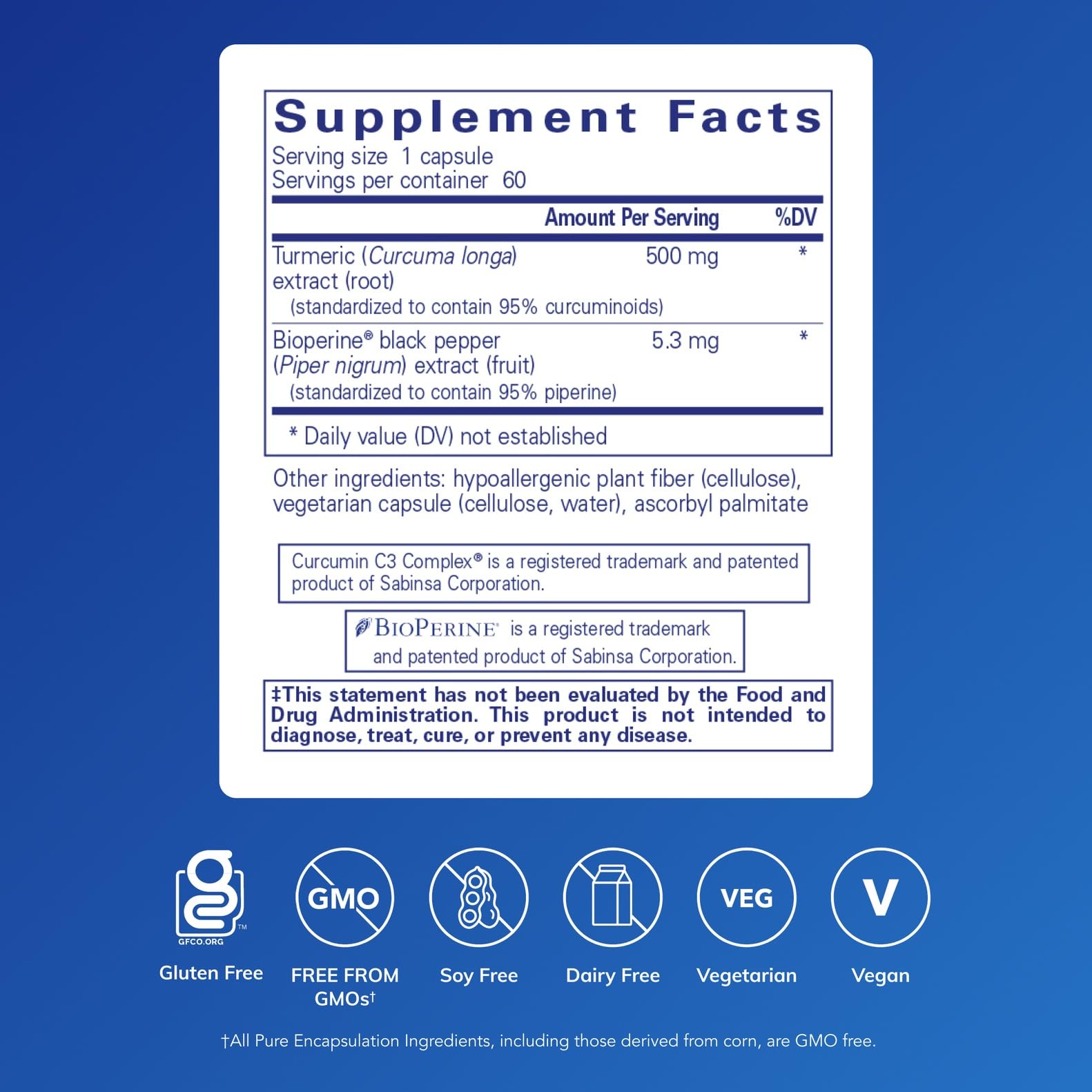 Curcumin 500 with Bioperine capsules close-up