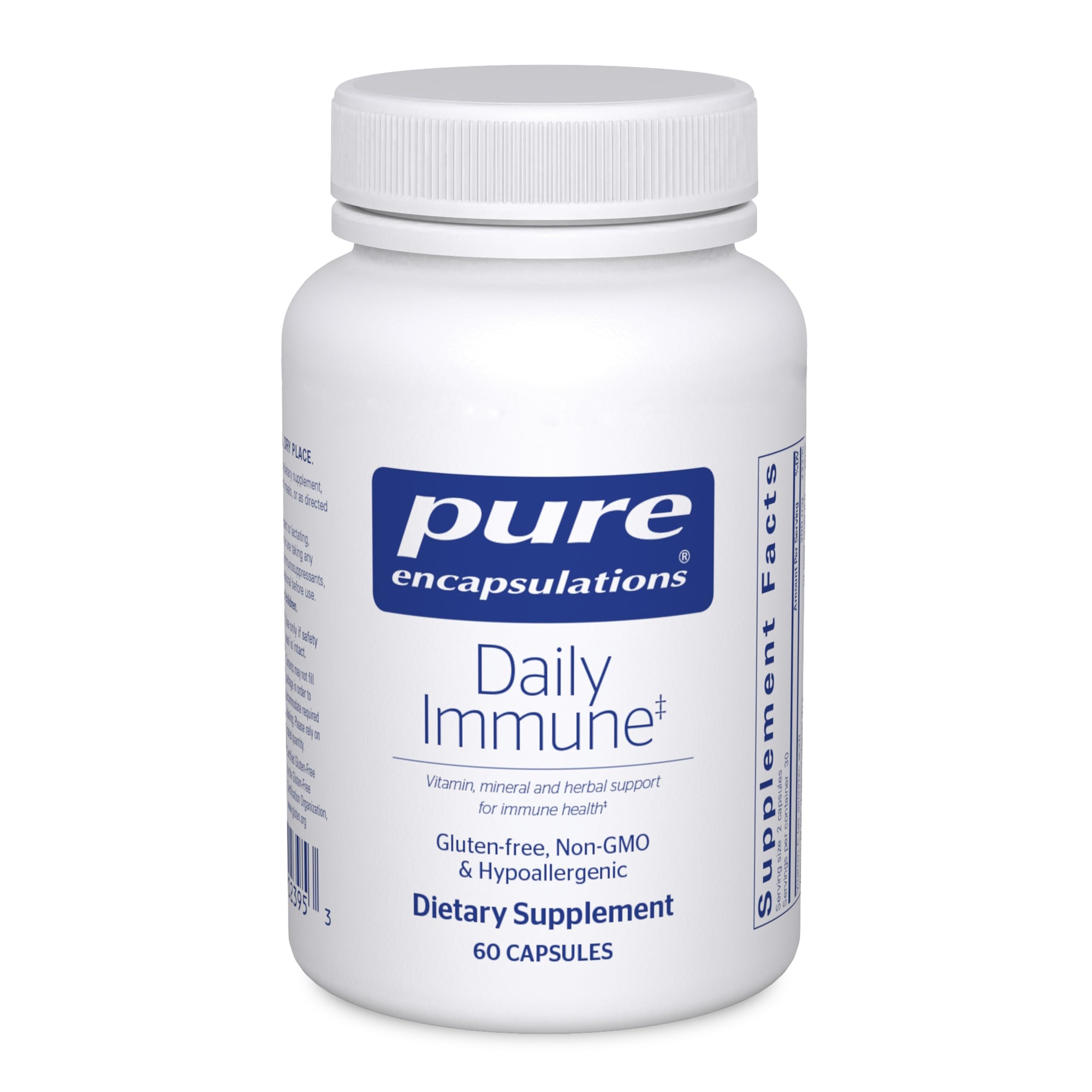 Pure Encapsulations Daily Immune bottle and capsules on white background