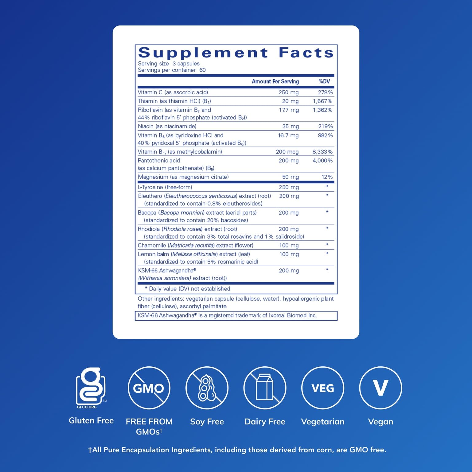 Close-up of the Daily Stress Formula bottle label