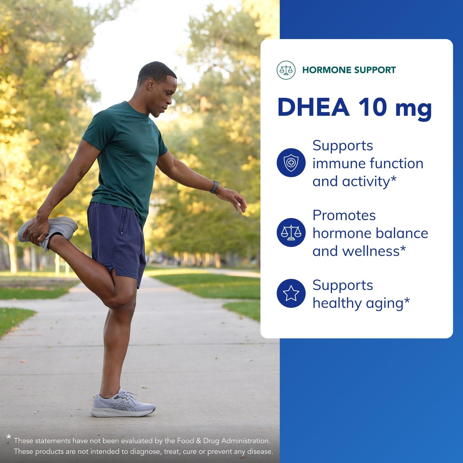 Supplement facts panel for DHEA 10 mg