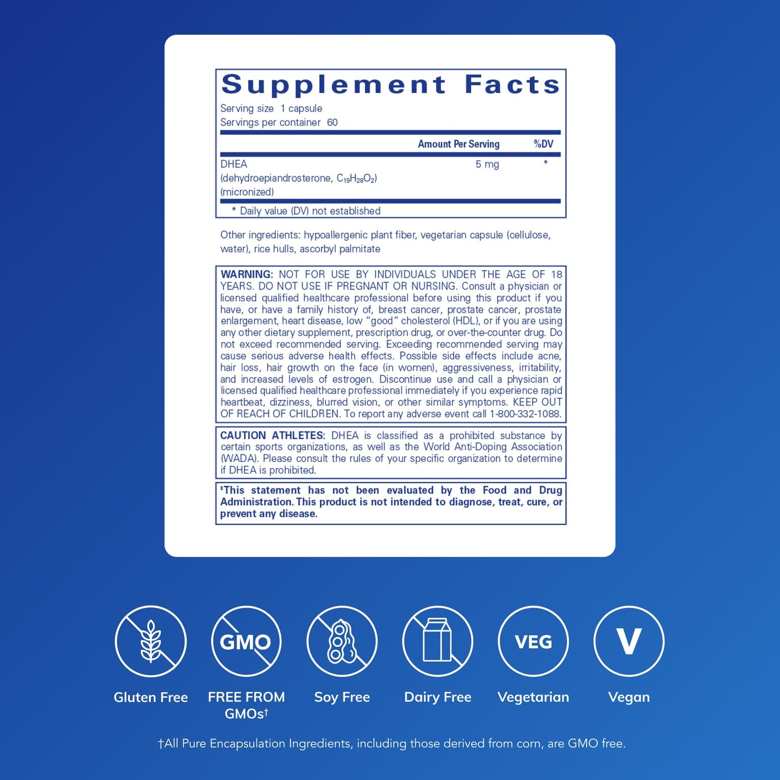 DHEA 5 mg bottle on a clean white background