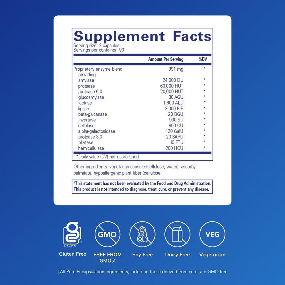 Back label showing supplement details for Digestive Enzymes Ultra