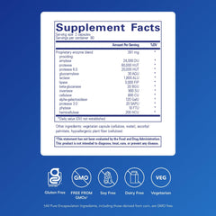 Back label showing supplement details for Digestive Enzymes Ultra