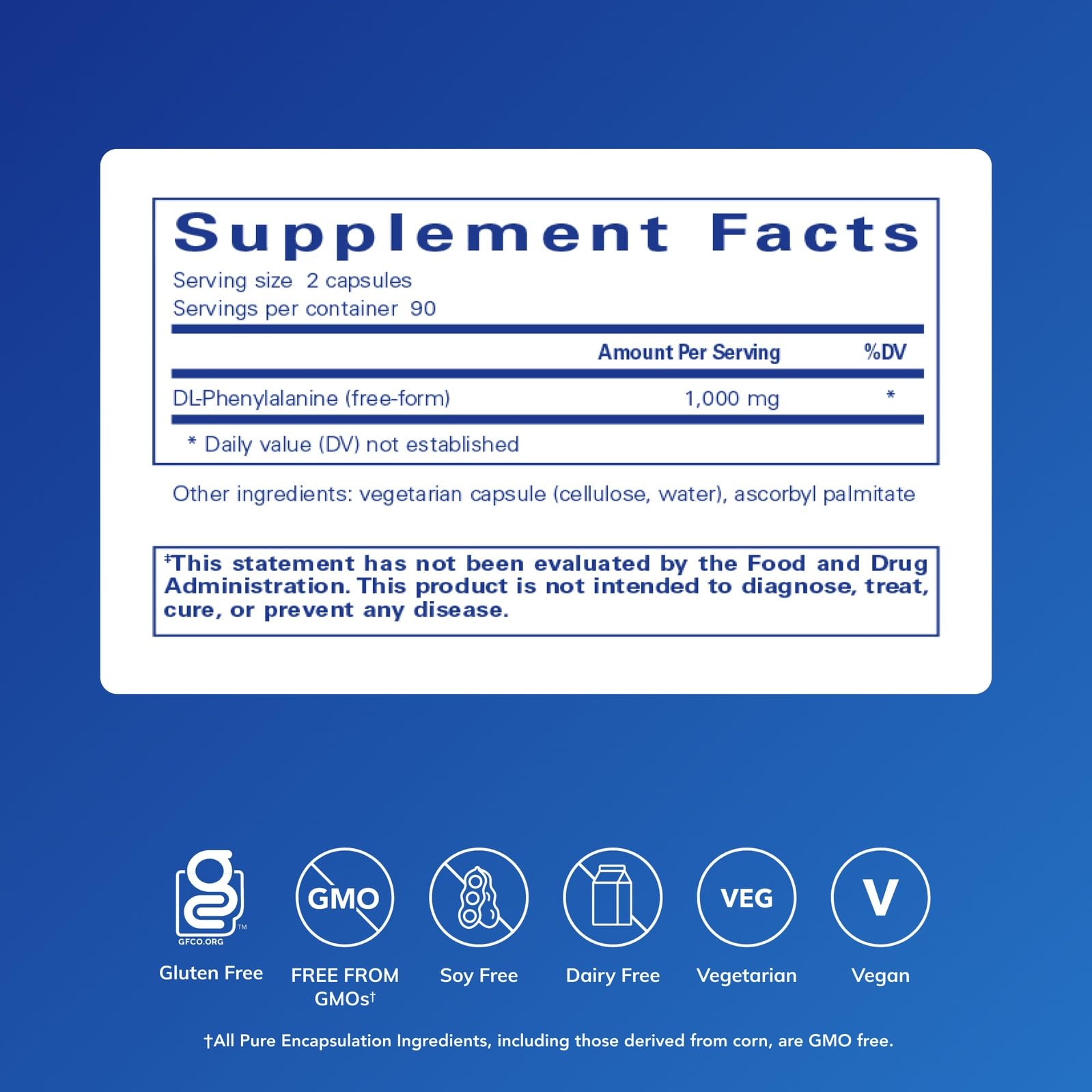 DL-Phenylalanine capsules arranged on a white background