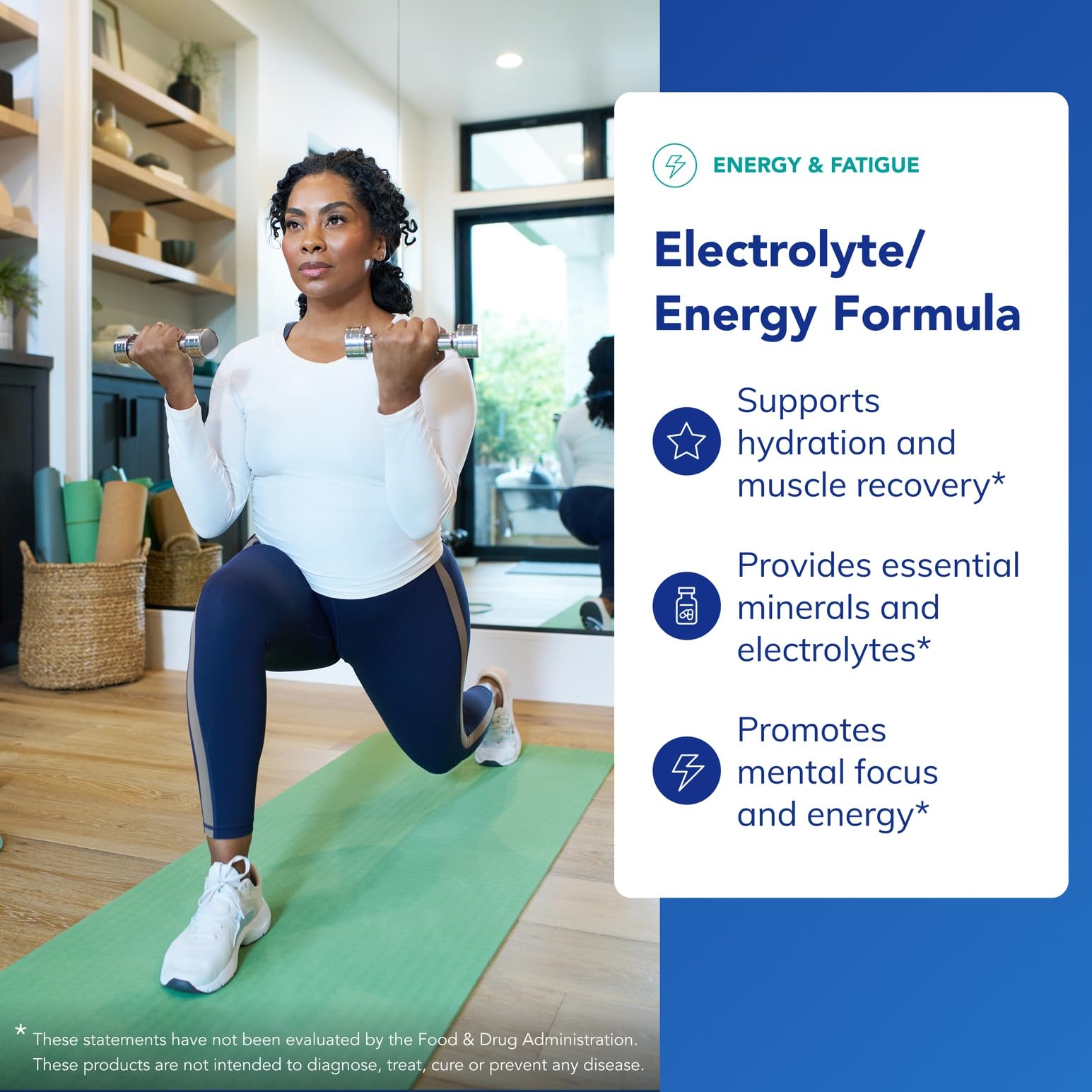 Pure Encapsulations Electrolyte/Energy glass with water demonstrates hydration during exercise.