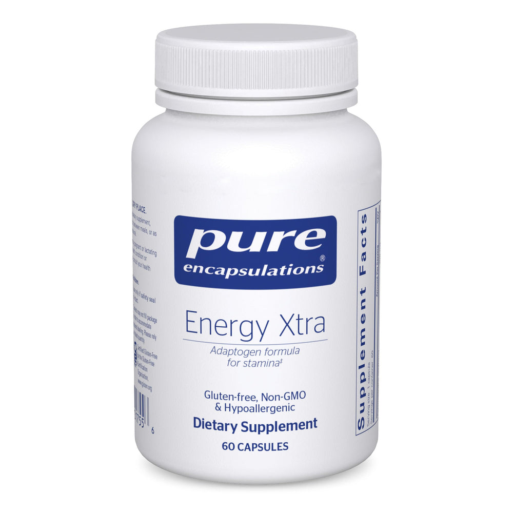 Front view of Pure Encapsulations Energy Xtra 60 capsules bottle