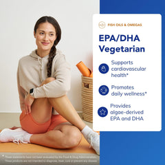 Label highlighting vegan/vegetarian algae-sourced omega-3