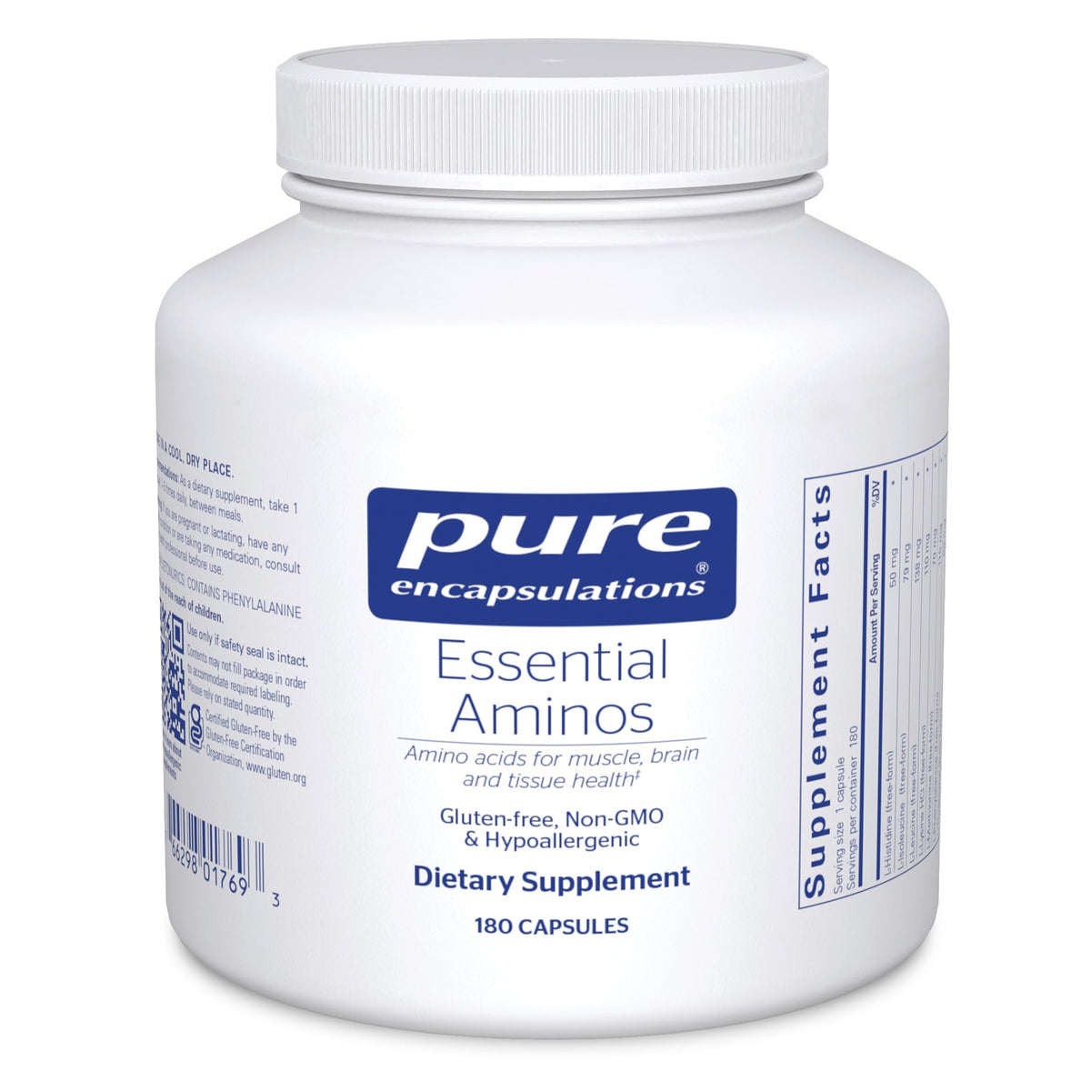 Pure Encapsulations Essential Amino Acids bottle on white background